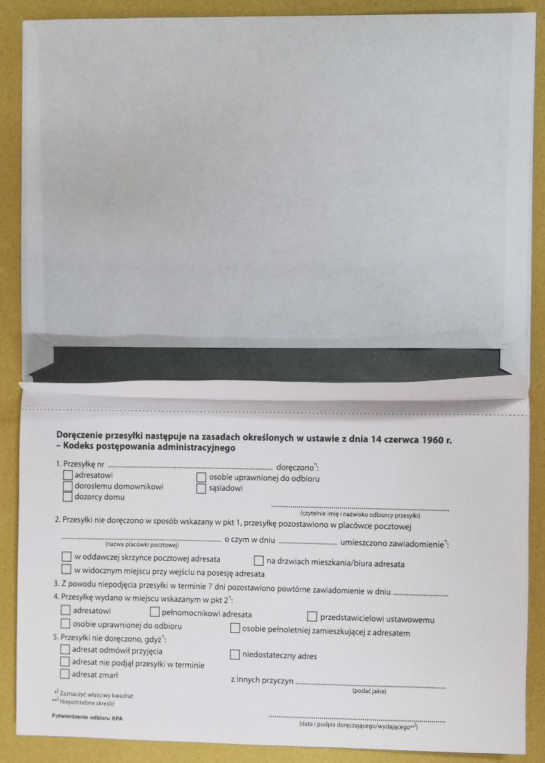 Kopreta C6 HK z potwierdzeniem odbioru wg KPA do wydruków komputerowych Kopreta C6 HK z potwierdzeniem odbioru wg KPA do wydruków komputerowych