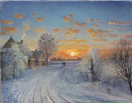 Obraz olejny, Zmierzch zimą mal. St. Kliczka