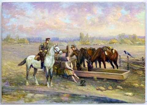 Pejzaż - przy studni, mal. STANISŁAW KLICZKA Pejzaż - przy studni, mal. STANISŁAW KLICZKA