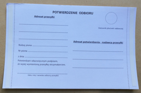 Potwierdzenie odbioru wg KPA wzór 1 Potwierdzenie odbioru wg KPA wzór 1