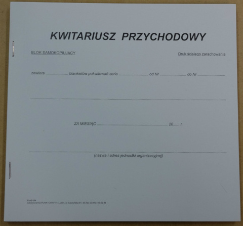 KWITARIUSZ PRZYCHODOWY KWITARIUSZ PRZYCHODOWY